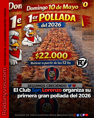 Roldán: el Club San Lorenzo organiza su primera gran pollada del 2026