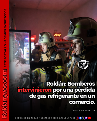 Bomberos Voluntarios de Roldán intervinieron por una pérdida de gas refrigerante en un comercio