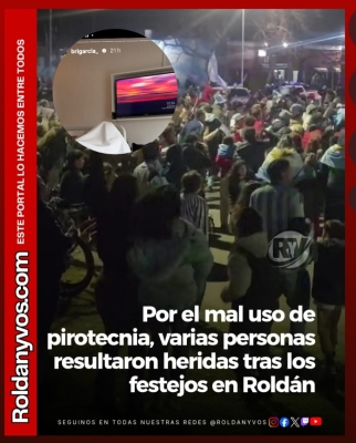 Fue a festejar el triunfo de Argentina y terminó internado por la explosión de un fuego artificial en Roldán