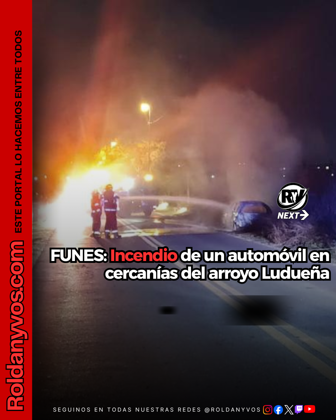 Incendio de un automóvil durante la madrugada cerca del arroyo Ludueña
