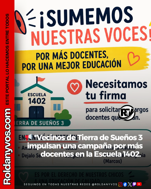 Tierra de Sueños 3: juntan firmas para reclamar más docentes en la Escuela 1402